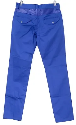 NWT VERSACE Black Label Solid Royal Blue Cotton Casual Jeans Pants 32 (EU 48) • $49.99