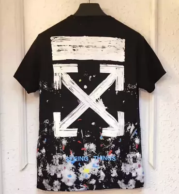 OFF WHITE OW Couple Arrow Print Casual T-Shirt Unisex Casual Loose Tee Top New • £25.92