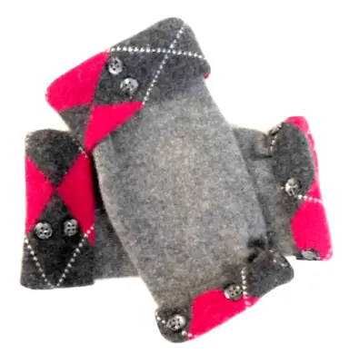 $28.49 • Buy Fingerless Gloves Gray Black Red 100% Cashmere One Size S M L Arm Warmers Cuffs