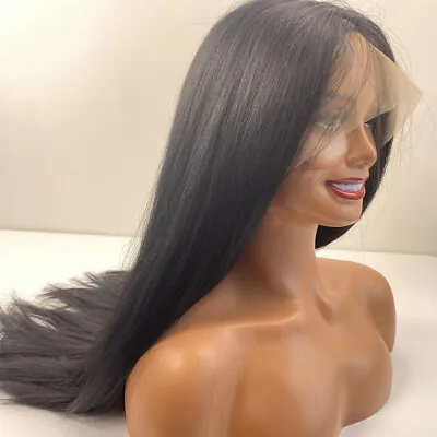 Long Straight Afro Yaki Straight Lace Front Wig High Temperature Synthetic Wigs • $33.24