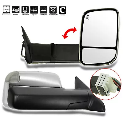 Chrome Power Heated Tow Mirrors For 2009-2017 Dodge Ram 1500 2010-2017 2500 3500 • $133.75