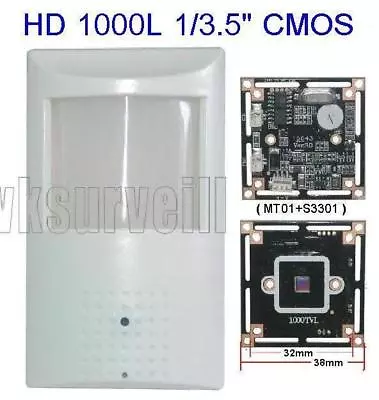 GL-1211 HD 1000TVL CMOS 1/3.5   3.7mm Smoke Motion Detector Styled Spy Camera • $17.63