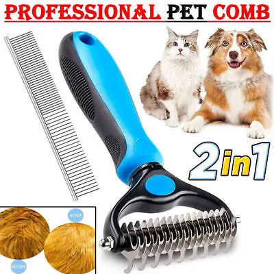 Professional Dog Cat Pet Comb Brush Dematting Undercoat Grooming Comb Rake Tool • £6.49