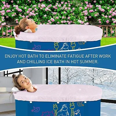 Freestanding Portable Bathtub Home Ice Bathroom Folding & Cover 51'' 130cm*65cm • £34.99