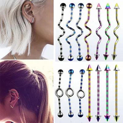 $7.45 • Buy Striped Wiggle Knotted Barbells Arrow/Ball Industrial Andoized Cartilage Jewelry