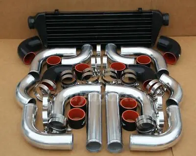 12x 2.5' Black Coupler Intercooler + Chrome Piping Kit Toyota Corolla Celica Mr2 • $206.99