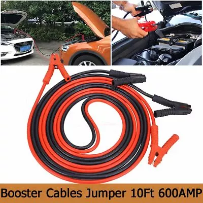 Heavy Duty Jumper Booster Cables Commercial Grade Battery 2 Gauge 600 AMP Power • $27.95