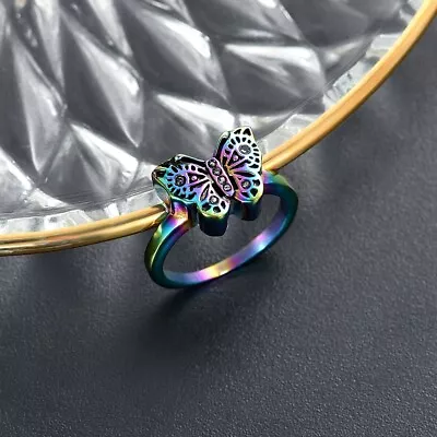 Butterfly Vial Locket Ring Funeral Memorial Cremation Urn Ring For Ashes Jewelle • £11.39