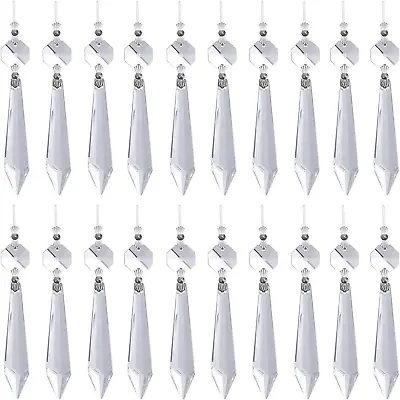 $15.19 • Buy 20 Pcs Clear Crystal Chandelier Icicle Prisms Replacement Parts For Lamp Decore