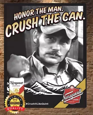 Narragansett Beer - Jaws - Quint - Honor The Man - Metal Sign 11 X 14 • $27.99