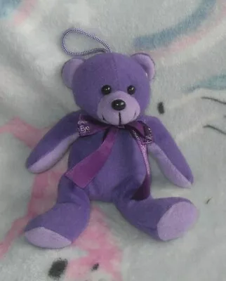 EDF ENERGY LONDON EYE PURPLE BEANIE  BEAR SOFT TOY (k) • £3.25