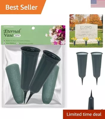 Versatile Memorial Floral Vases - 2 Pack With Foam Inserts For Special Occasions • $39.99