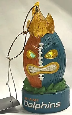 Miami Dolphins Tiki Totem Football Ornament NFL LED Lites UP! 3.25” • $10.99