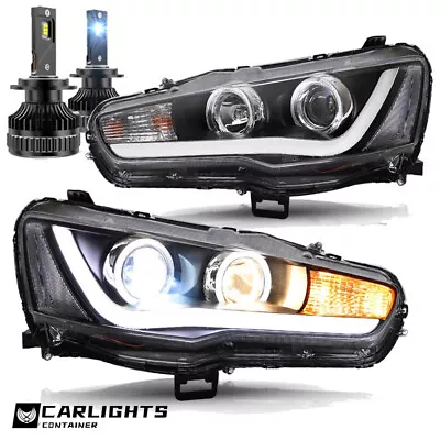 VLAND Angel Eye Headlights W/DRL Halo Lights+LED Bulbs Kits For Lancer 2008-2017 • $289.99