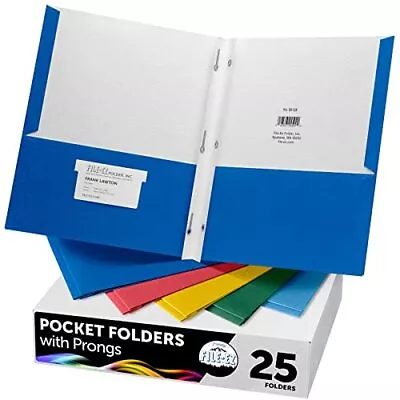 Twopocket Folders With 3prong Fasteners Assorted Colors 25pack Durable Textured  • $38.15