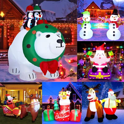 Christmas Inflatable Decorations LED Polar Bear Santa Snowman Outdoor Yard Decor • $26.01