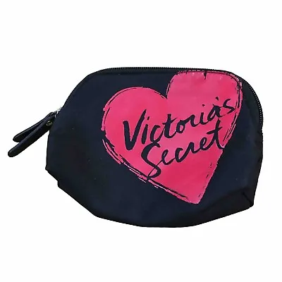 Victoria's Secret Black Heart Coin Purse Cosmetic Bag Seduction Zip Case • $4.99