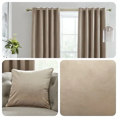 Laurence Llewelyn-Bowen MONTROSE Linen Blackout Velvet Eyelet Curtains Cushions • £44.95