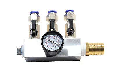 $97.40 • Buy Manifold Vacuum Clamping 3 Port W/ Valves Push Fittings Vacuum Gauge, USA Made!