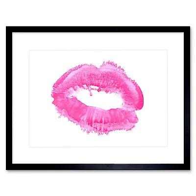 Painting Lips Lipstick Kiss Pink Women Make Up Cosmetics Framed Print 12x16 Inch • £26.99