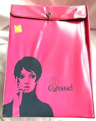 Vintage Twiggy Carousel Pink Vinyl Carry Box/Case & Venicelon Wig/Head-MOD 1960s • $10.64