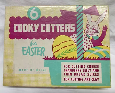 Vintage Metal Easter Cookie Cutters 5 Pc Set  2 Bunny 1 Chick 1 Cross 1 Duck • $5.99