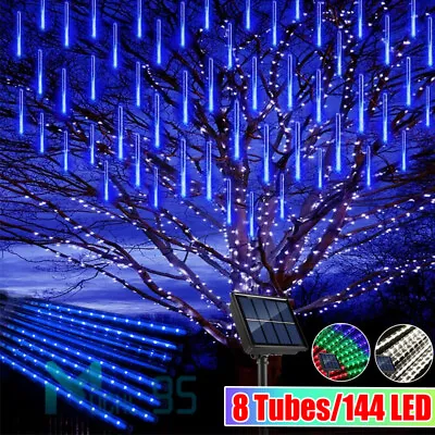 8 Tubos 144 LED Luces Solares De Cadena De Lluvia De Lluvia De Meteoros Fiesta • $19.71