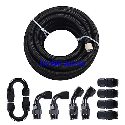 AN10 AN-10 Braided PTFE E85 Ethanol 20FT Oil Gas Line Fuel Hose End Fitting • $123.58