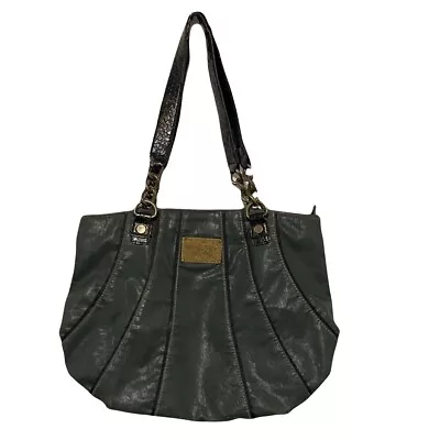 Simply Vera Vera Wang Dark Green Leather Large Shoulder Bag Purse Steampunk • $16