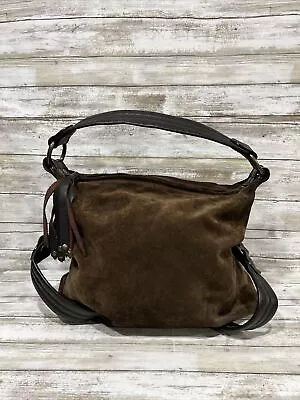 Maurizio Taiuti Women Brown Suede Leather Harness Hobo Shoulder Bag Italy Made • $49.77