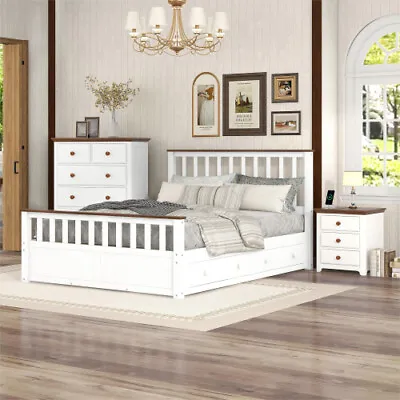 Modern Bedroom Furniture Set Full Queen Size Platform Bed Frame Nightstand Chest • $399.99