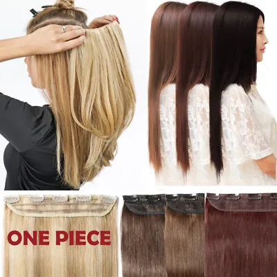 $18.58 • Buy 100G Real Remy Clip In Human Hair Extensions One Piece 3/4 Full Head Invisible