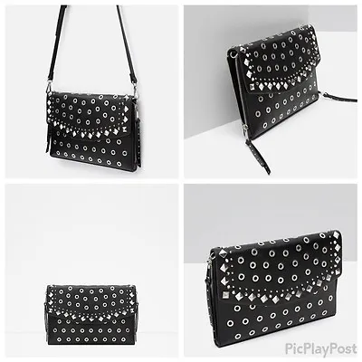 Zara Black Studded Envelop Clutch Ref.8465/004 Nwt!! • $65