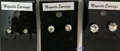 Small Clip On Magnetic CZ Stone Stud Earring 468 MM Unisex Fashion Accessories • £2.99