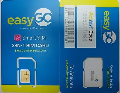 LOT 100 X  EasyGo 4GLTE Triple-Cut 3-in-1 Prepaid Smart Sim Card On AT&T Network • $290