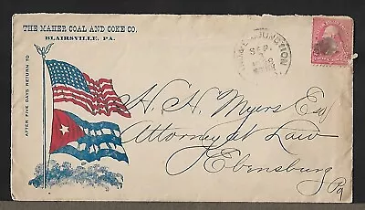 US PA. BLAIRSVILLE TO EBENSBURG 2c ON CIVIL WAR PATRIOTIC LETTER + COVER 1898 • $0.99