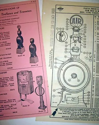 (2) 1936 SERV STATION EQUIP CO ECO & SS  TIREFLATOR  PARTS/Price Lists (2 Types) • $147