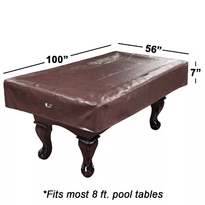 Used. Brown 8ft. Heavy Duty Leatherette Pool Table Cover (Stain) • $27.49