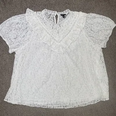 Torrid Womens 3 Edwardian Collar Blouse Shirt Short Sleeve White Lace • £12.41