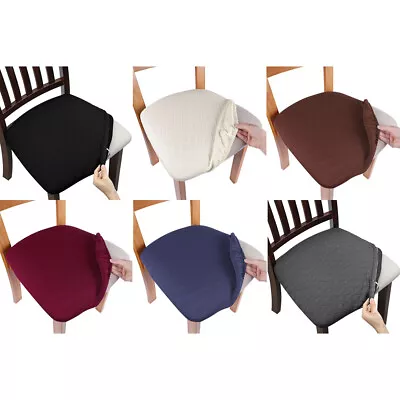 2/4/6pcs Removable Stretch Jacquard Chair Seat Covers Spandex Dining Slipcovers • $5.50