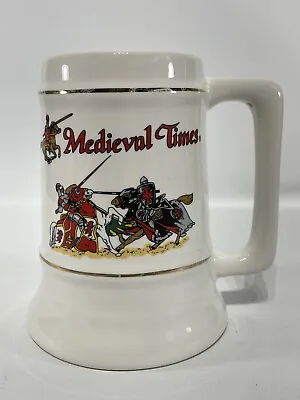 Medieval Times Ceramic Mug Beer Stein Tankard 32 Oz 5.5” Tall / Jousting Knights • $6.48