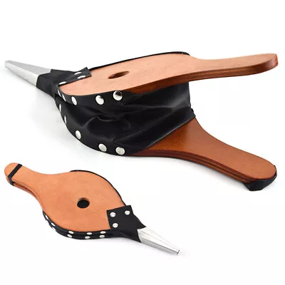 Fireplace Bellows Wood Leather Air Blower Cast Nozzle For Outdoor Camping BBQ • $18.74