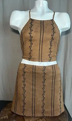 Honey Belle NWT 2 Piece Set Y2K Faux Suede Mini Skirt And Crop Top Coachella • $59.99
