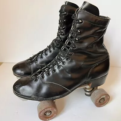 Vintage Chicago Hyde Roller Skates Mens Size 9/9.5 Ladies 11/11.5 Black Leather • $149.99