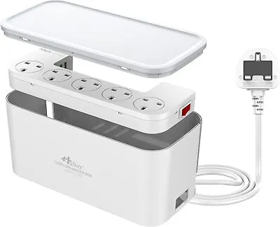 Extension Lead With USB - 5 Way Outlets 3 Ports Cable Management Box • £34.95