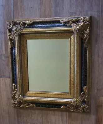 Modern Distressed Hollywood Regency Baroque Beveled Mirror & Wood Frame 15x17 • $29