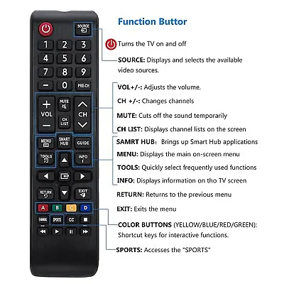 $6.51 • Buy BN59-01199F Remote Control Fit For Samsung Smart TVs UN40J5200AF UN32J525DAFXZA