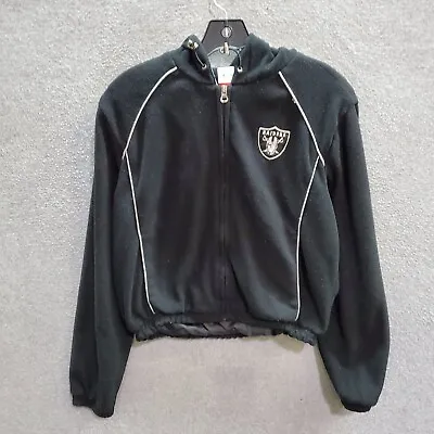 Oakland Raiders Women Sweatshirt Medium Black Hoodie Logo Full Zip Embroidered • $22