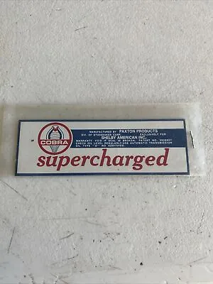 Ford GT350 Shelby Mustang Cobra Paxton Supercharged Plaque Emblem Tag BOX A2 • $20