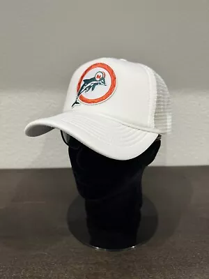 MIAMI DOLPHINS Throwback 1966 Logo White Foam Panel Mesh Snapback Trucker Hat • $22